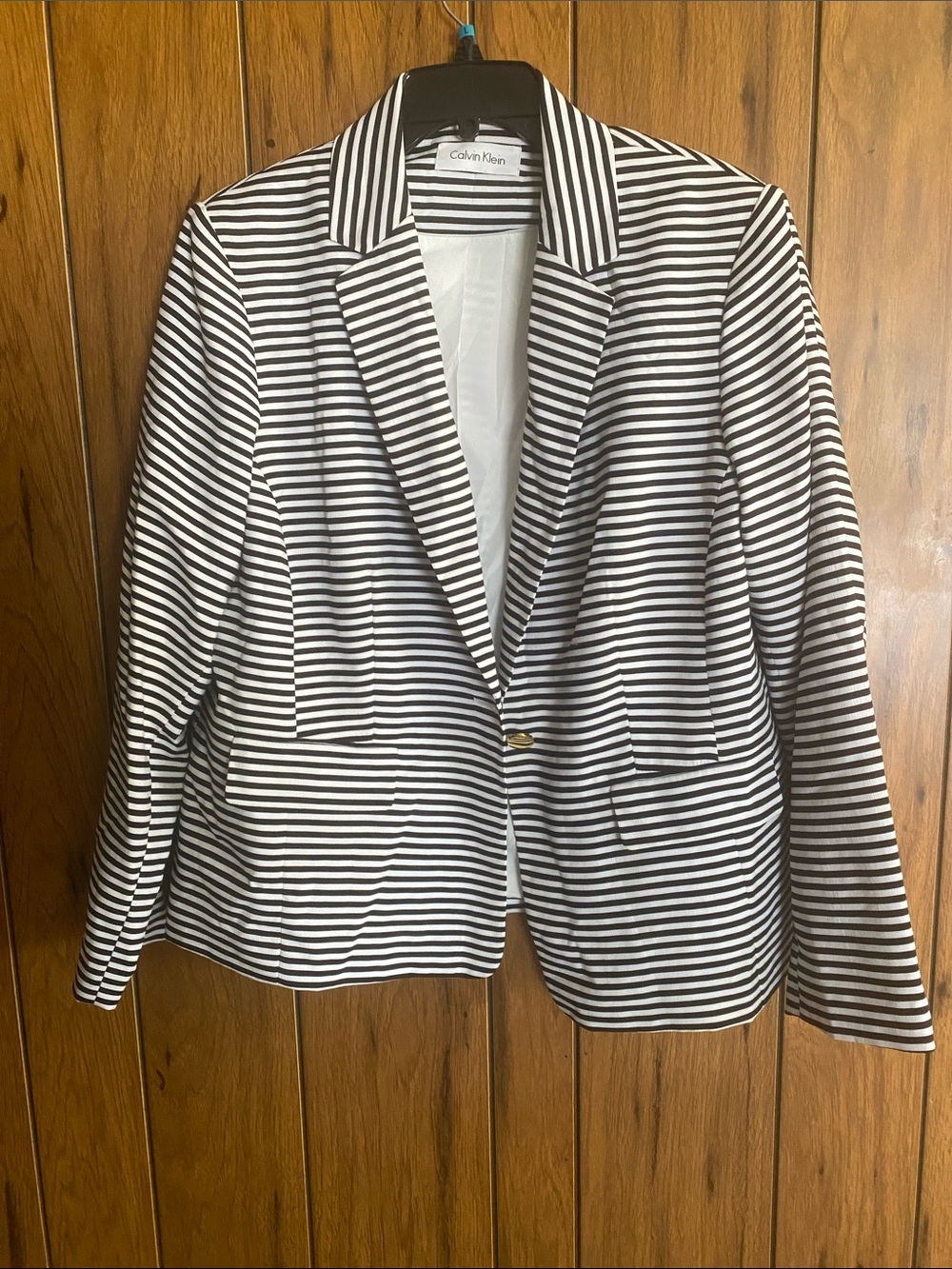 Calvin Klein Black and White Striped Women's Blazer